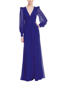 Drapiertes Abendkleid in Kobaltblau