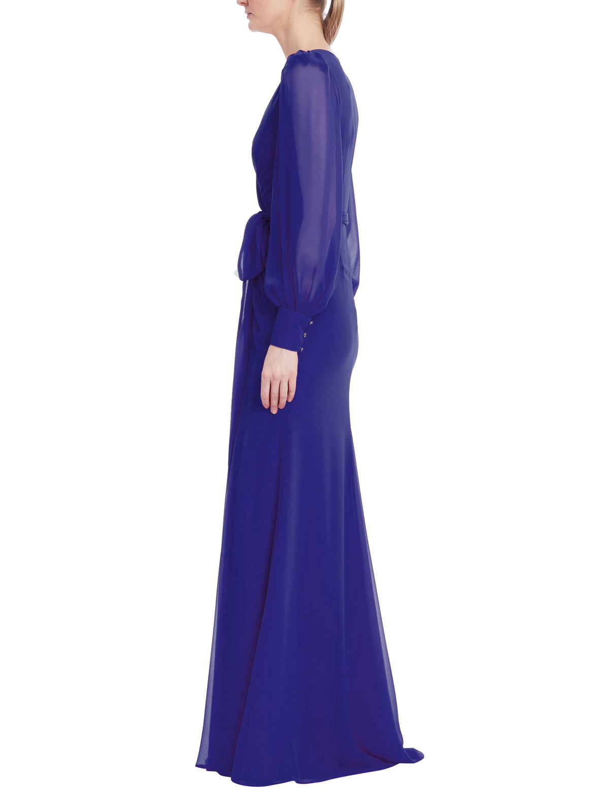 Drapiertes Abendkleid in Kobaltblau