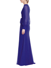 Drapiertes Abendkleid in Kobaltblau