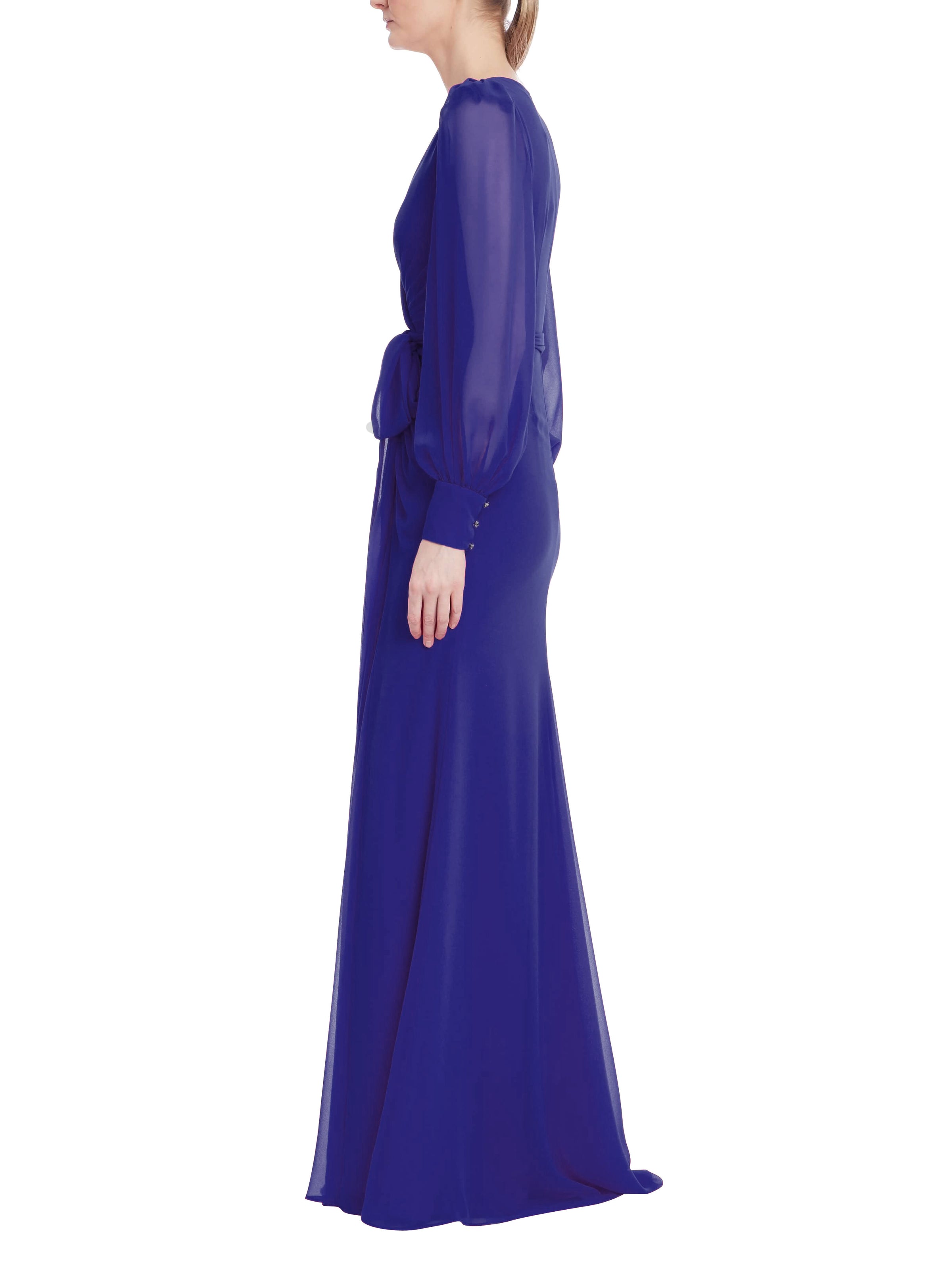 Drapiertes Abendkleid in Kobaltblau