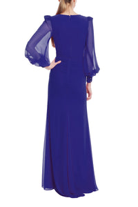 Drapiertes Abendkleid in Kobaltblau