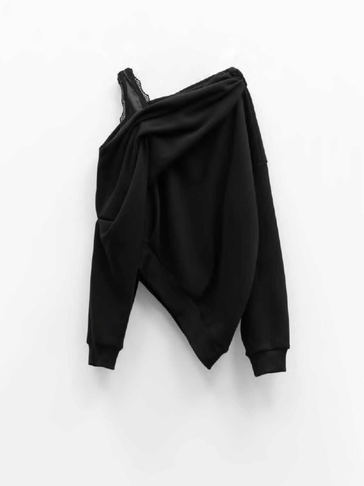 Asymmetrisches Sweatshirt mit Lingerie Einsatz - Tempel Hamburg