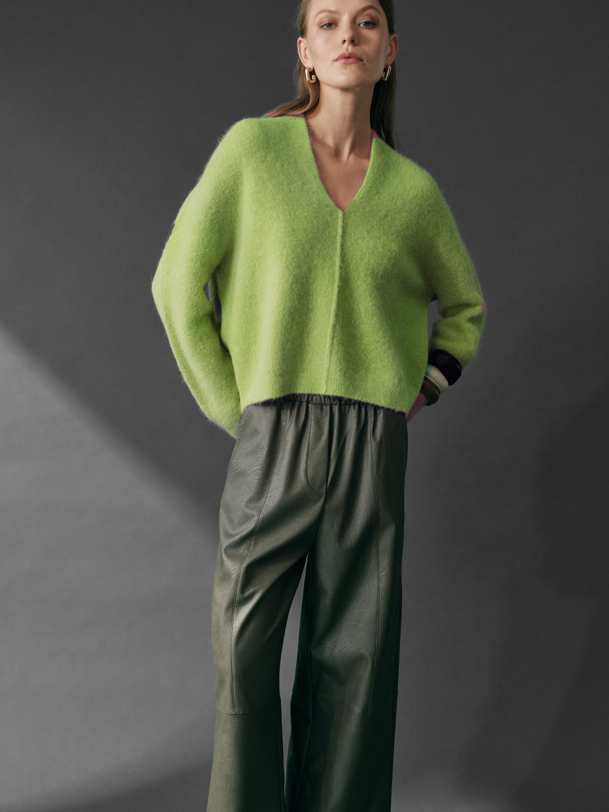 Cropped Pullover in Lime - Tempel Hamburg