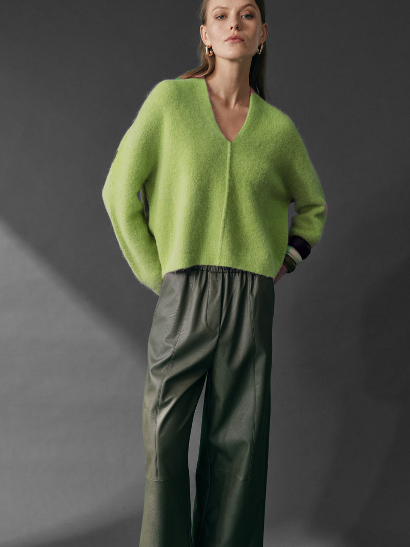 Cropped Pullover in Lime - Tempel Hamburg