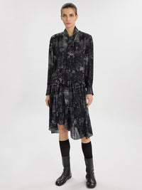 Chiffon-Bluse mit Hahnentritt - Print