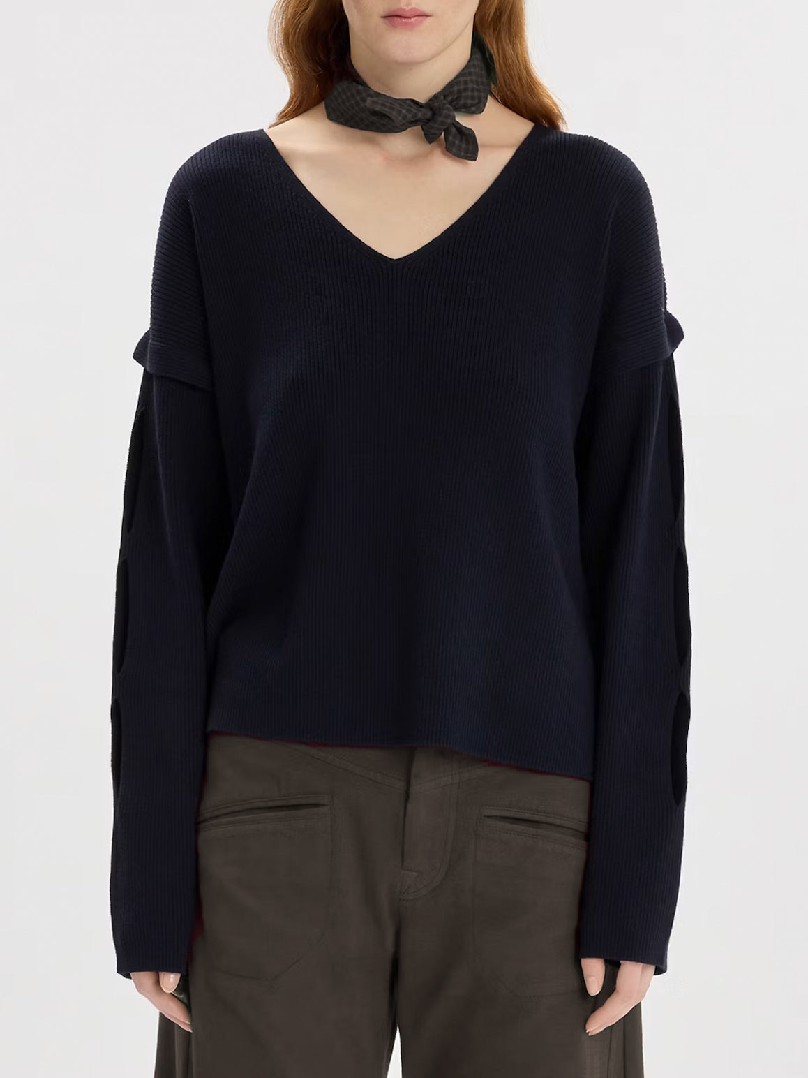 Cut-Out V-Ausschnitt-Pullover