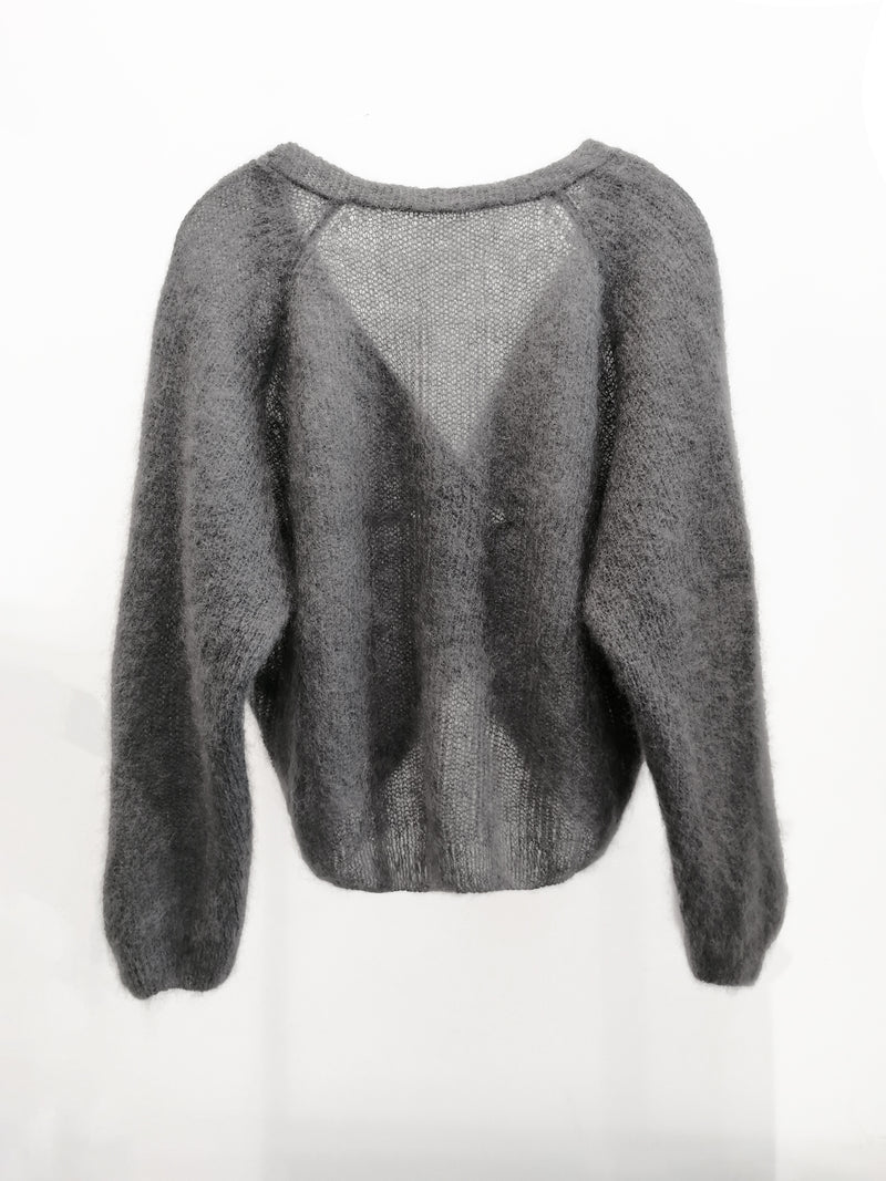 Pullover mit Knotendetail in Graphit - Tempel Hamburg