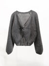Pullover mit Knotendetail in Graphit - Tempel Hamburg