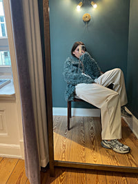Lammfelljacke  in grau blau - Tempel Hamburg