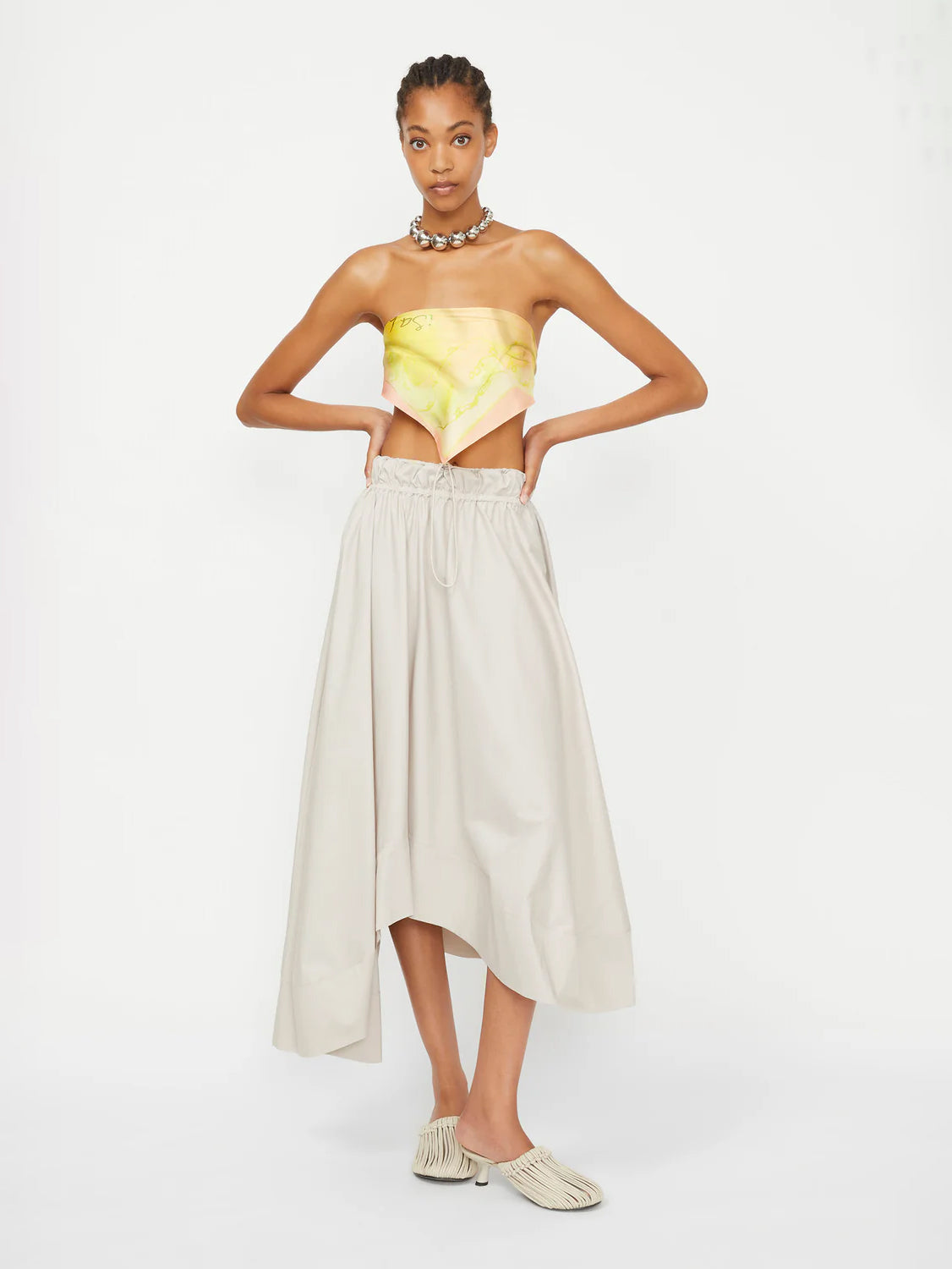 Baumwollpopelin Rock in Vita-Taupe - Tempel Hamburg