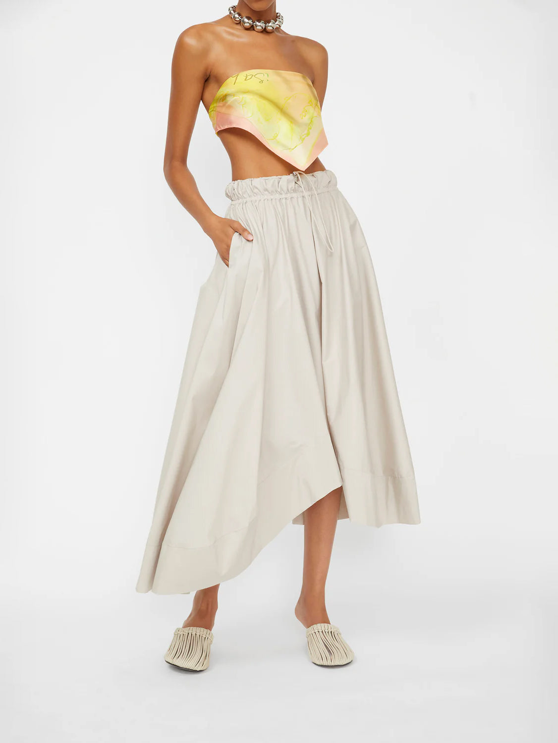 Baumwollpopelin Rock in Vita-Taupe - Tempel Hamburg