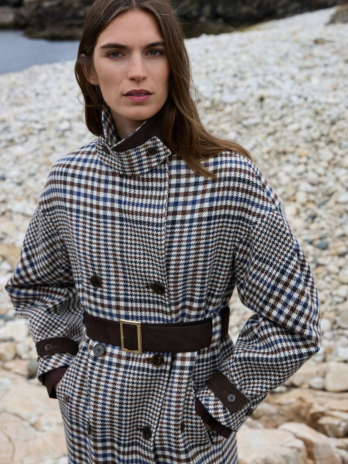 Karierter Woll-Trench