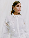 Bluse mit Wellenstickerei