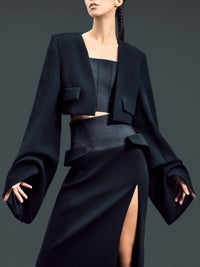 Maxirock mit strukturiertem Taille mit hohem Schlitz - Tempel Hamburg