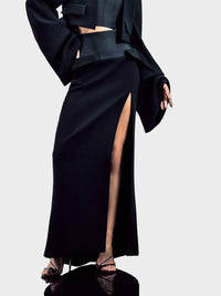 Maxirock mit strukturiertem Taille mit hohem Schlitz - Tempel Hamburg