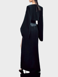 Maxirock mit strukturiertem Taille mit hohem Schlitz - Tempel Hamburg