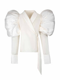 Taft-Bluse mit dramatisch gebauschten Ärmeln - Tempel Hamburg