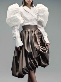 Taft-Bluse mit dramatisch gebauschten Ärmeln - Tempel Hamburg