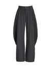 Hose mit weitem Bein aus grau gestreiftem Stretch-Viskose