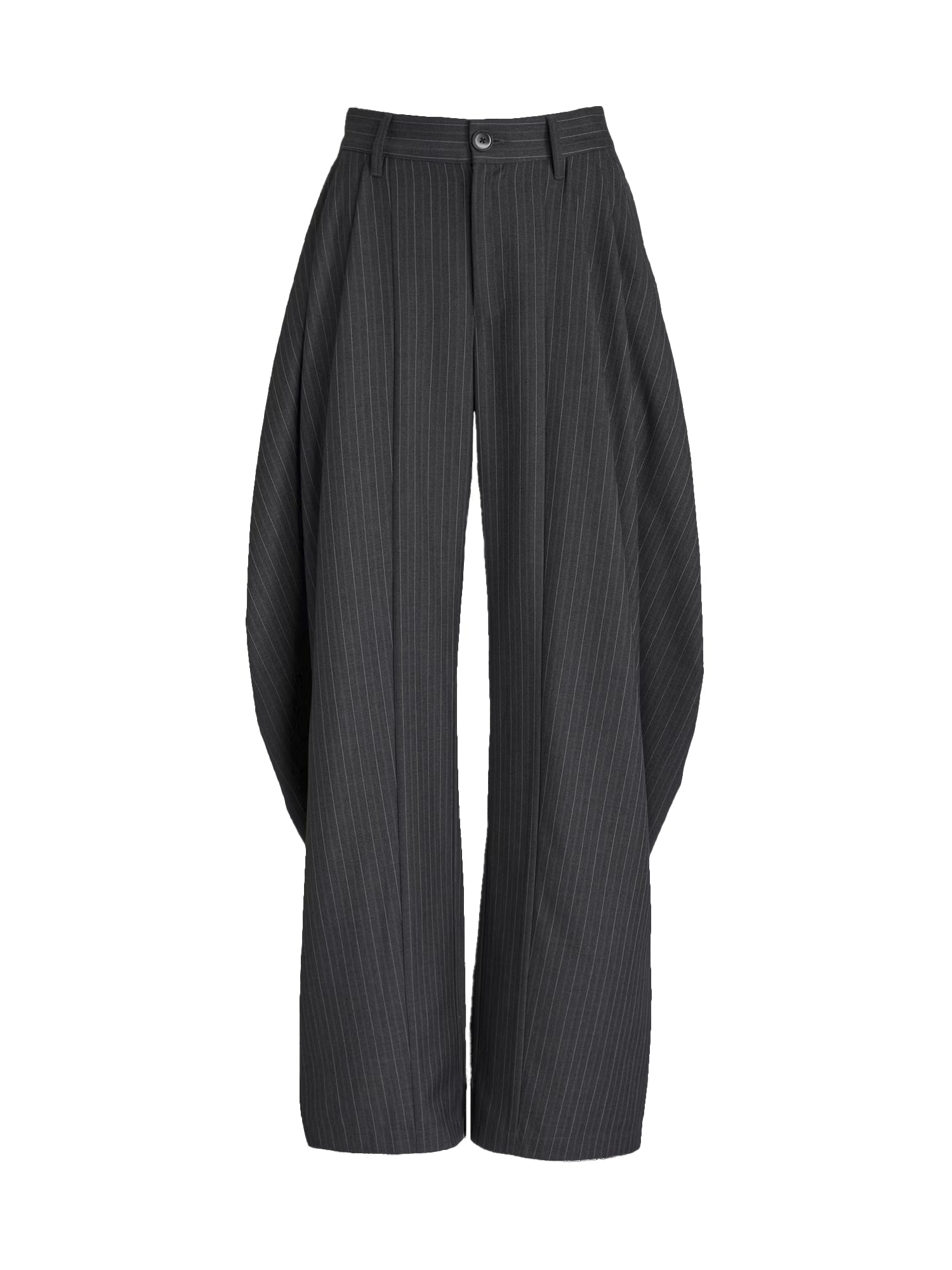 Hose mit weitem Bein aus grau gestreiftem Stretch-Viskose