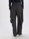Hose mit weitem Bein aus grau gestreiftem Stretch-Viskose