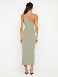 One - Sholder Kleid in salbeigrün - Tempel Hamburg