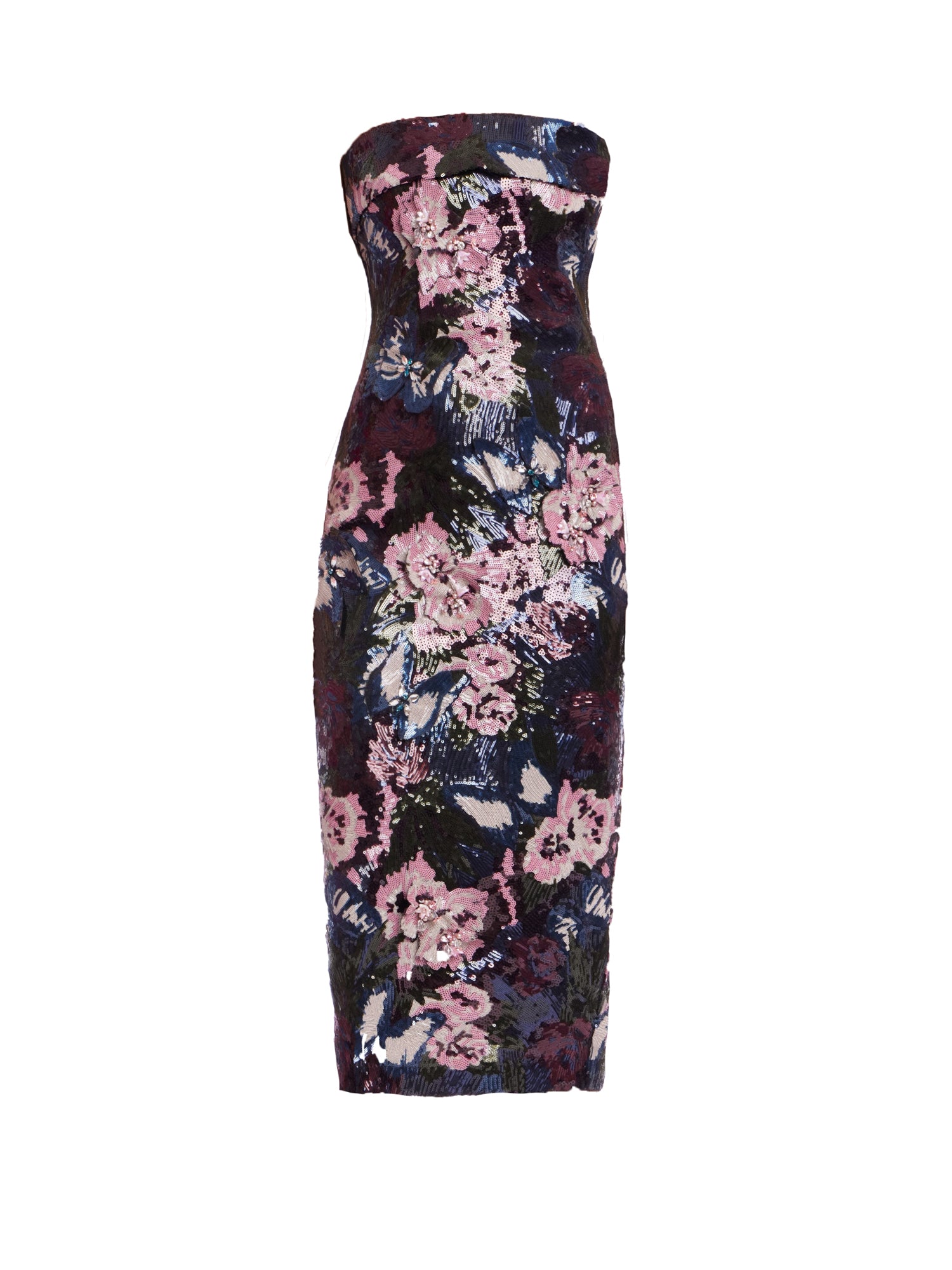 Cocktailkleid  mit 3D Blumenmuster aus Perlen und Pailletten