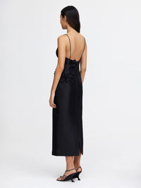 Midi Kleid in schwarz mit 3D Blumen - Tempel Hamburg