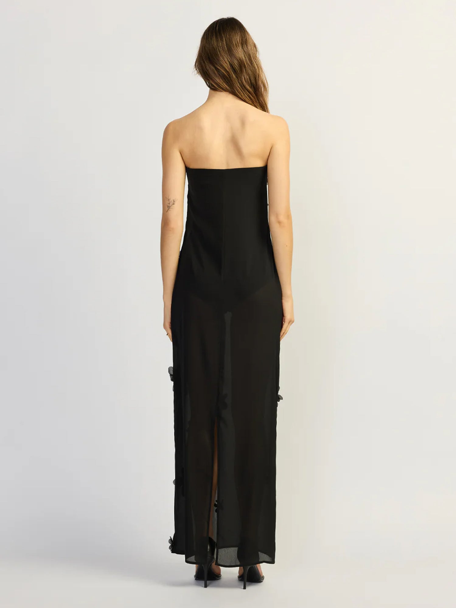 Trägerloses transparentes Abendkleid