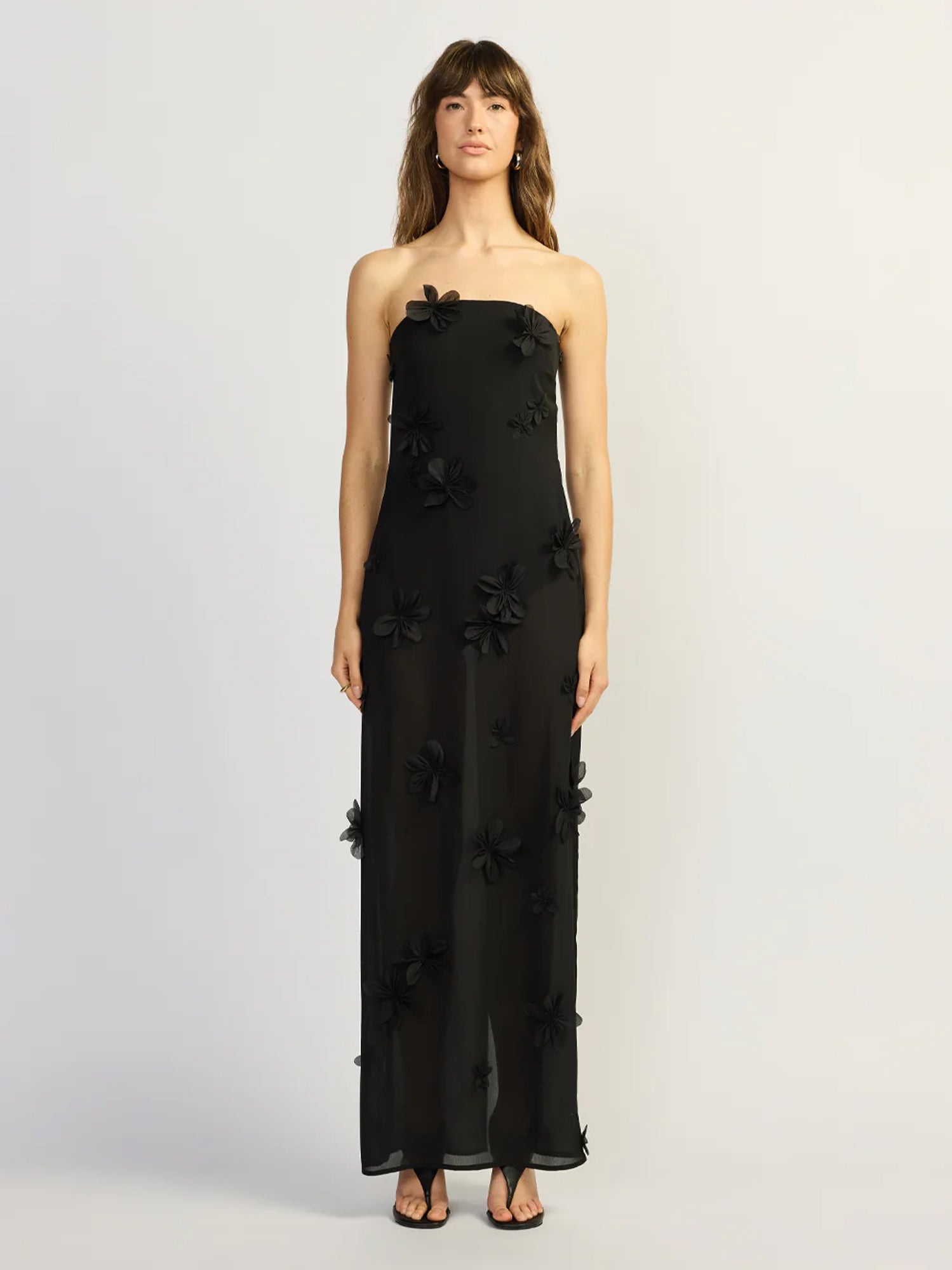 Trägerloses transparentes Abendkleid