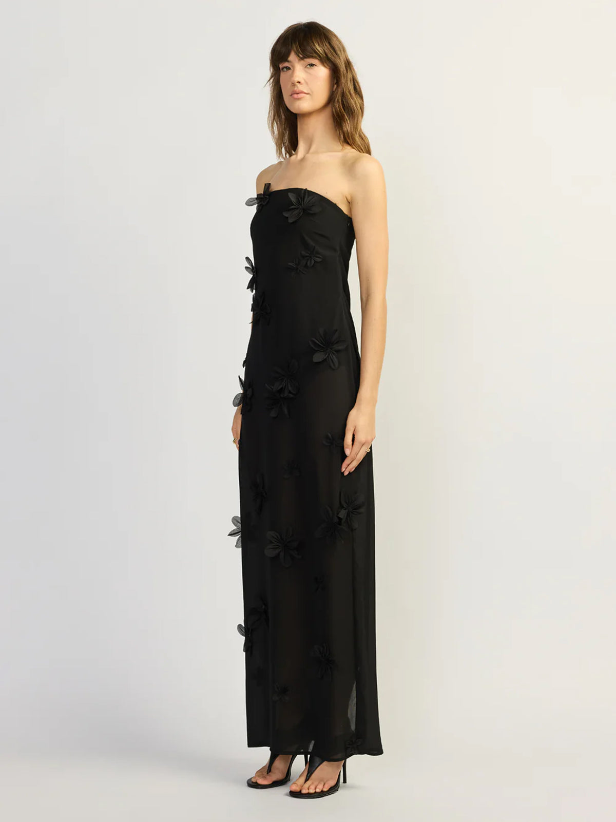 Trägerloses transparentes Abendkleid