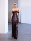 Schulterfreies Paillettenkleid