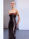 Schulterfreies Paillettenkleid