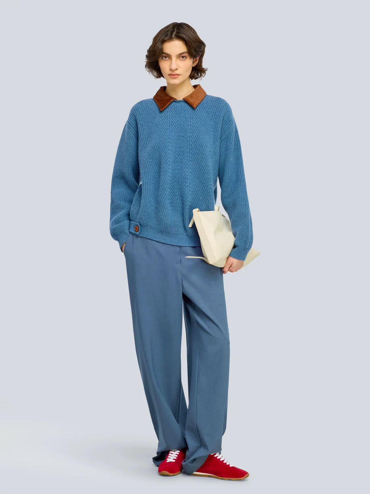 Pullover mit Kord Kragen