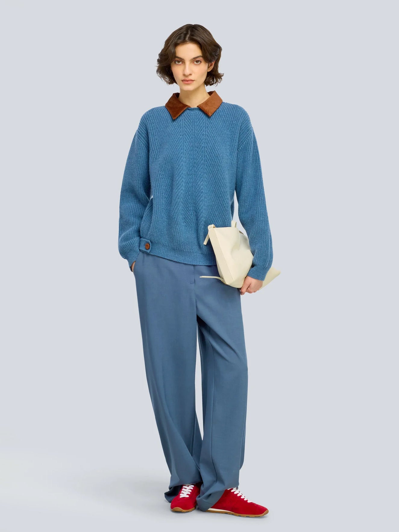 Pullover mit Kord Kragen
