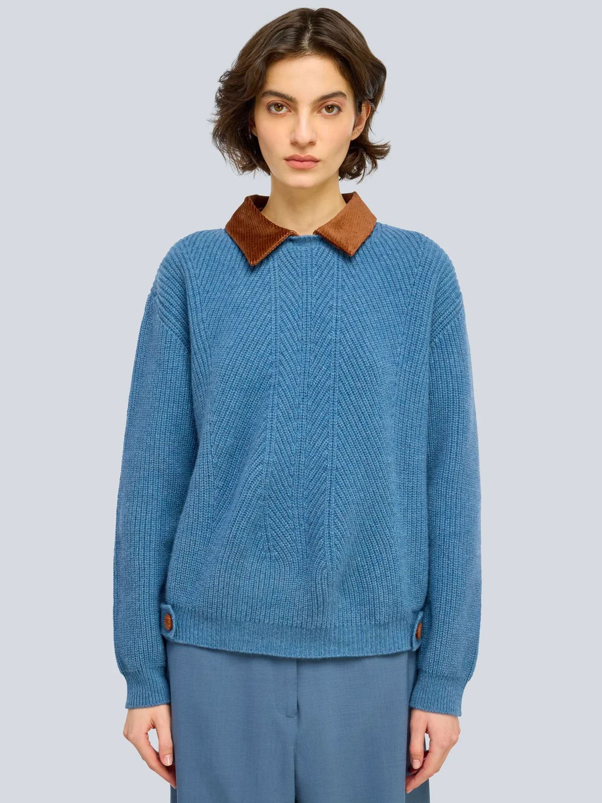 Pullover mit Kord Kragen