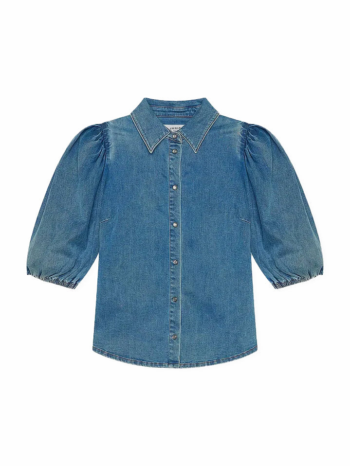 Taillierte Denim-Bluse