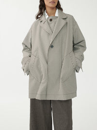 Oversized Caban-Jacke in Technical Pepita Check - Tempel Hamburg