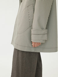 Oversized Caban-Jacke in Technical Pepita Check - Tempel Hamburg