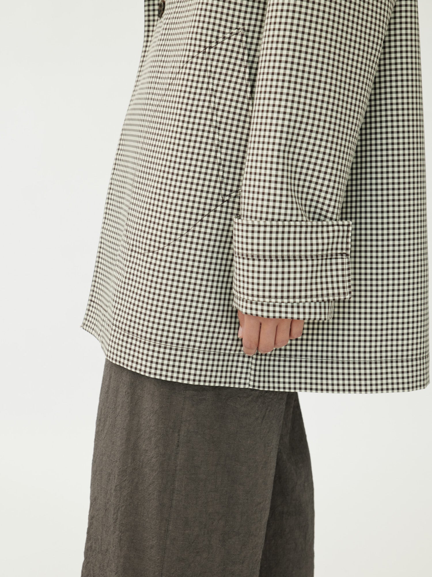 Oversized Caban-Jacke in Technical Pepita Check - Tempel Hamburg