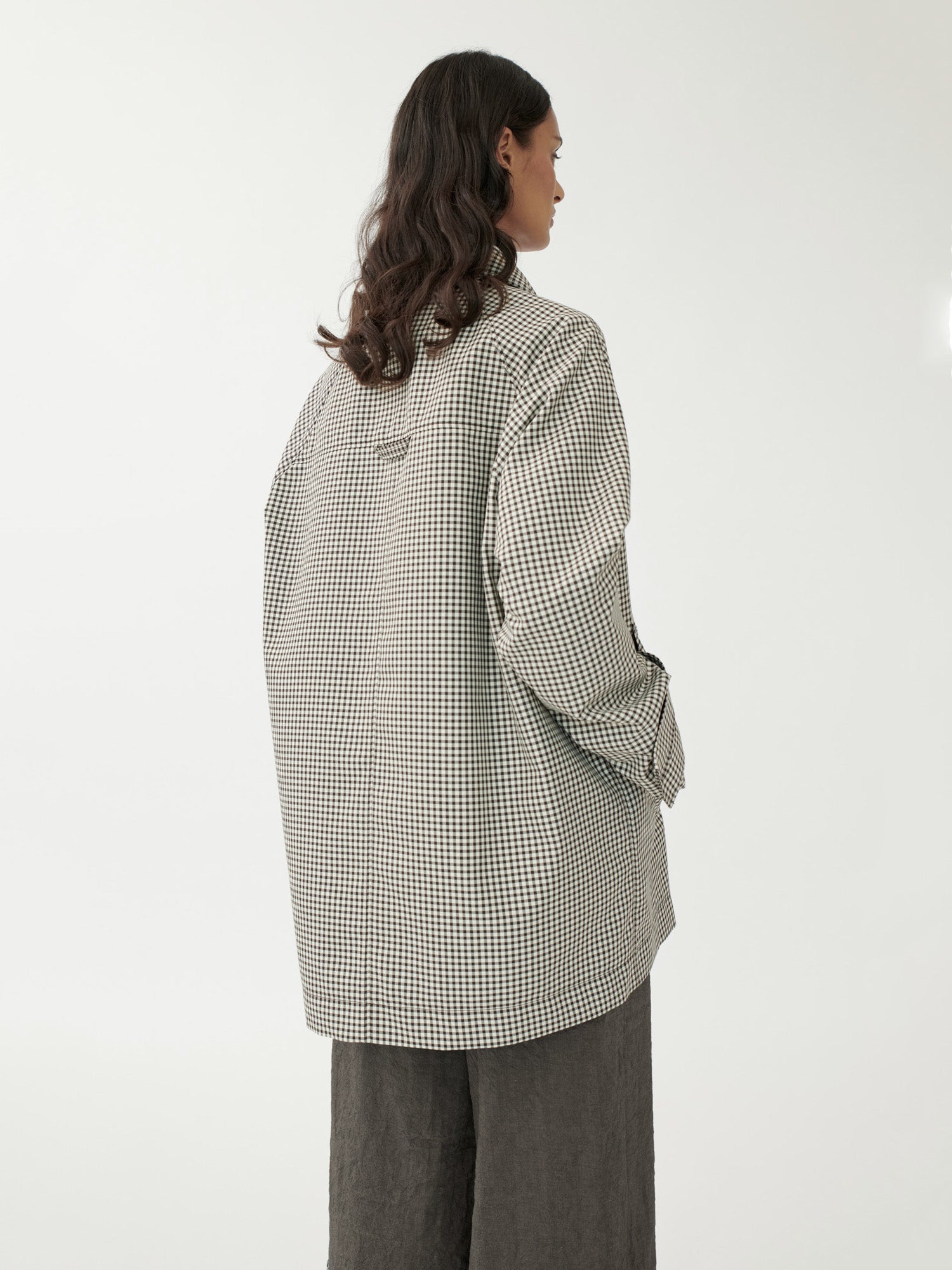 Oversized Caban-Jacke in Technical Pepita Check - Tempel Hamburg