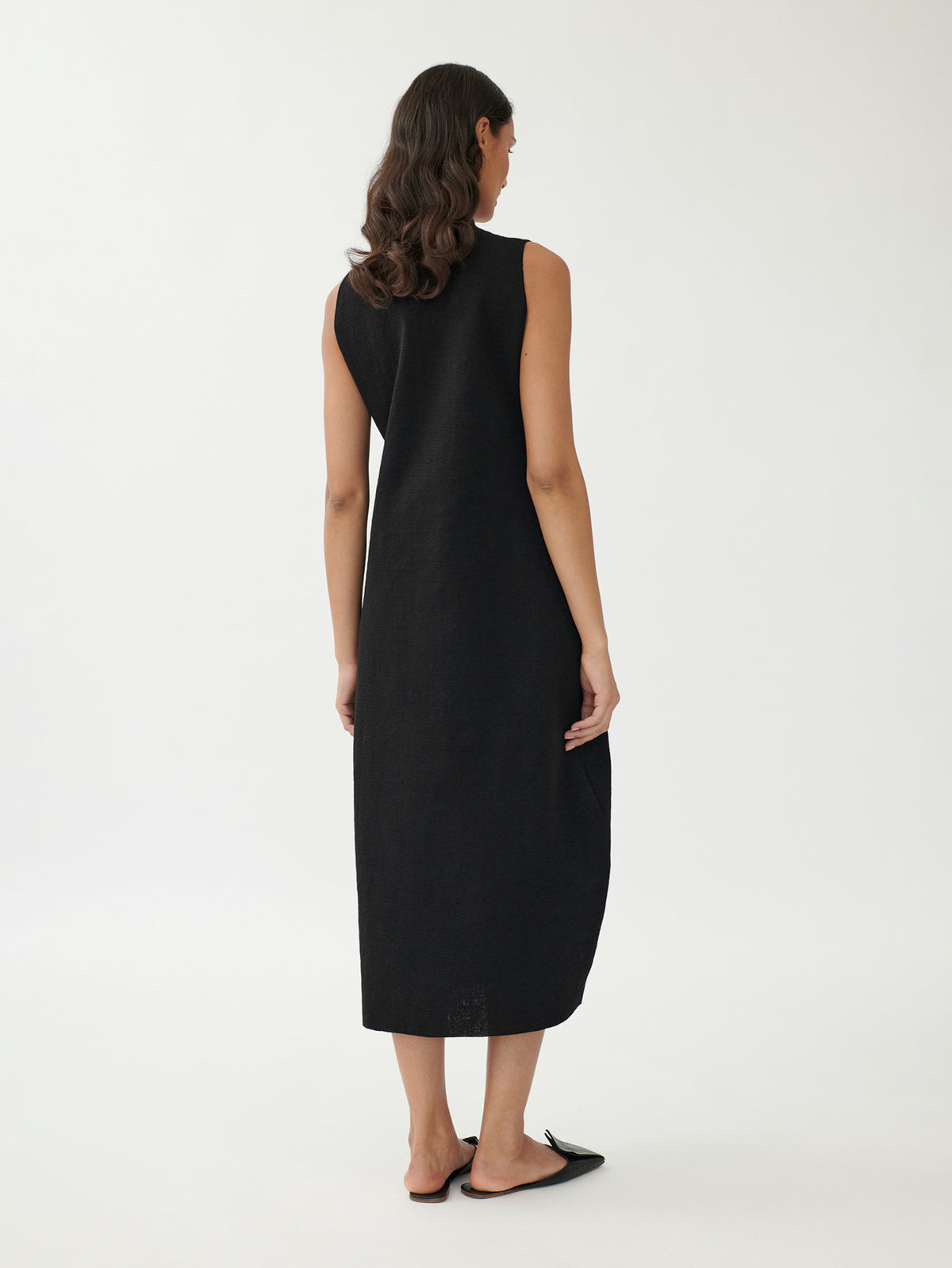 Ärmelloses gestricktes Kleid aus Leinen-Seide Mischung