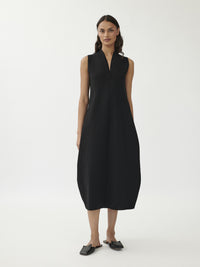 Ärmelloses gestricktes Kleid aus Leinen-Seide Mischung