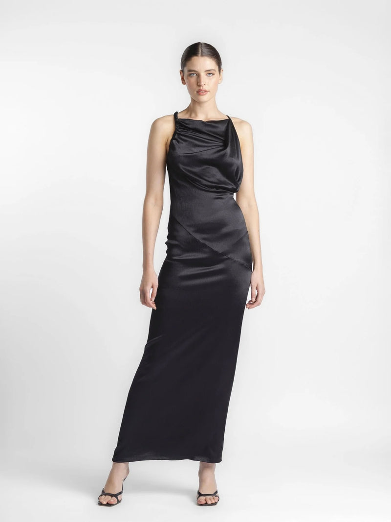 Abendkleid aus Satin mit gebürstetem Finish - Tempel Hamburg