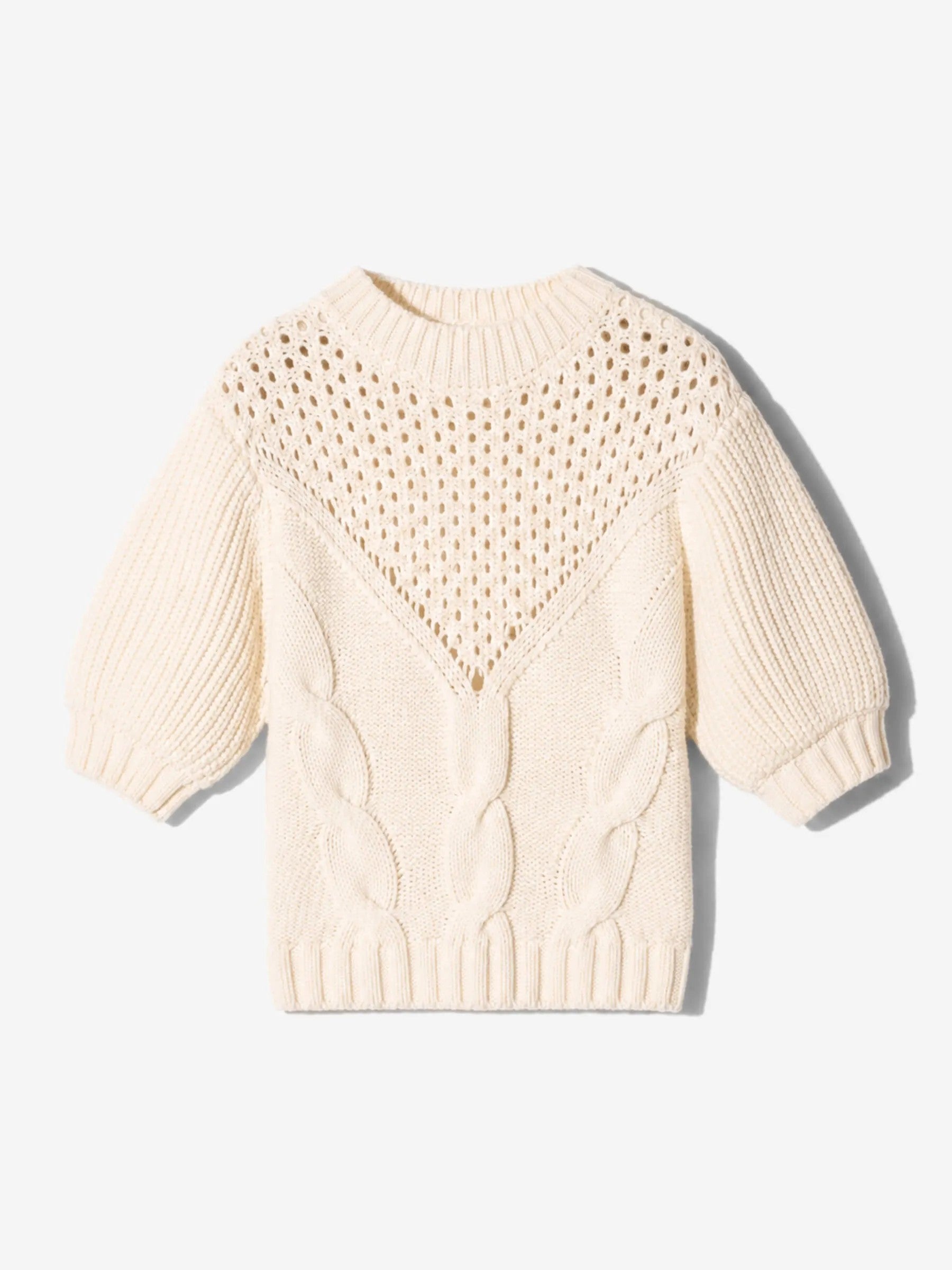 Kurzer Pullover in Lochmuster-Strick