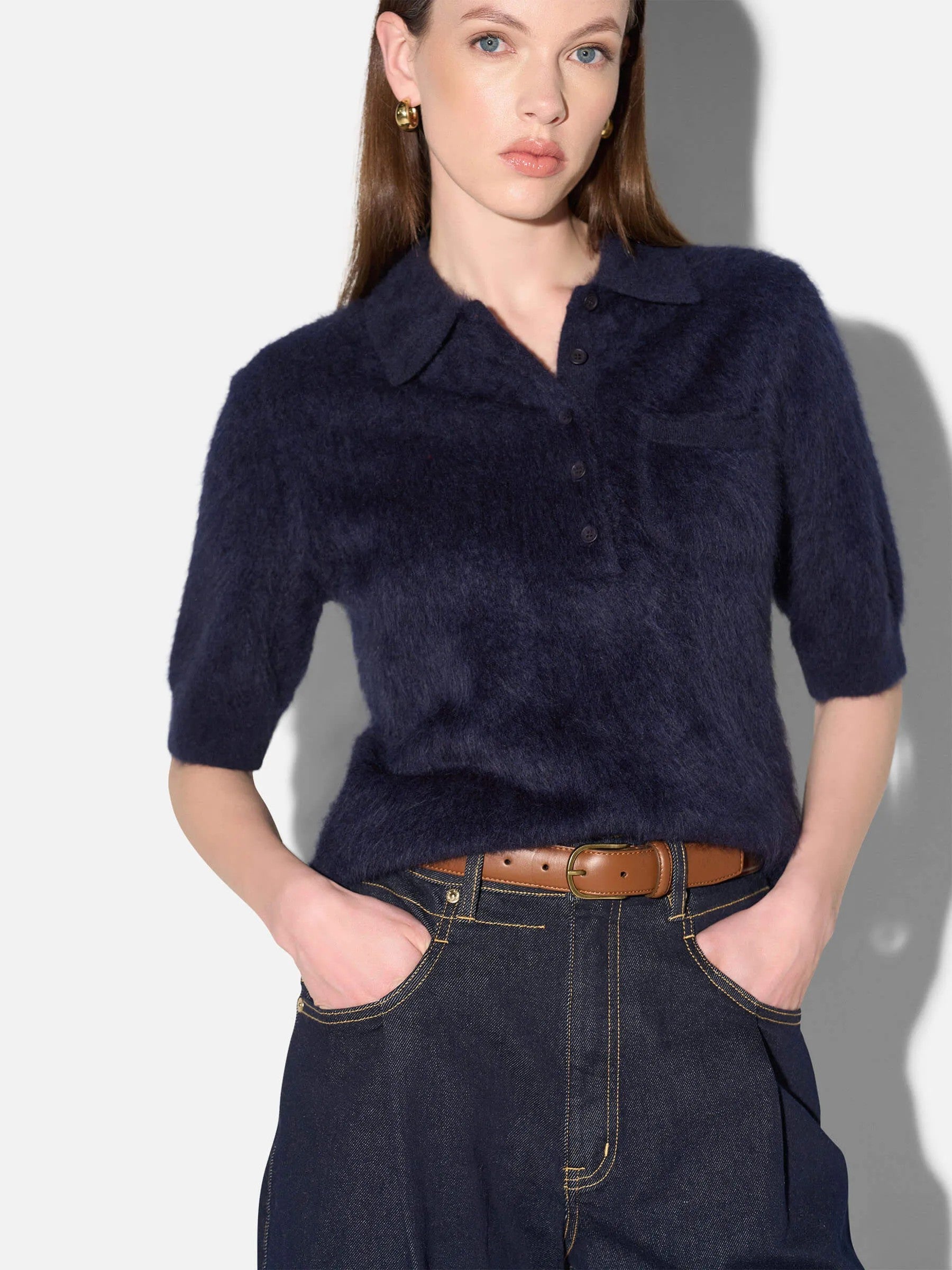 Pullover mit Polo-Kragen