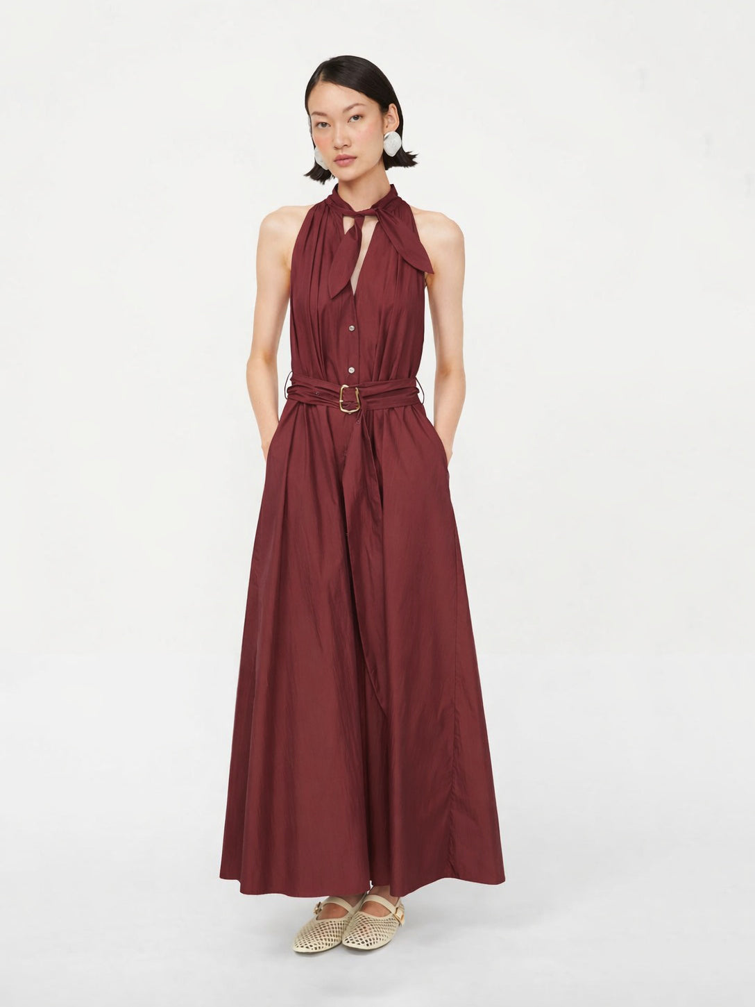 Kleid in A-Linie mit Stoffgürtel in zwei Farben - Tempel Hamburg