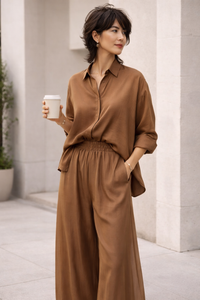 Wide-Leg-Hose aus Lyocell - Tempel Hamburg