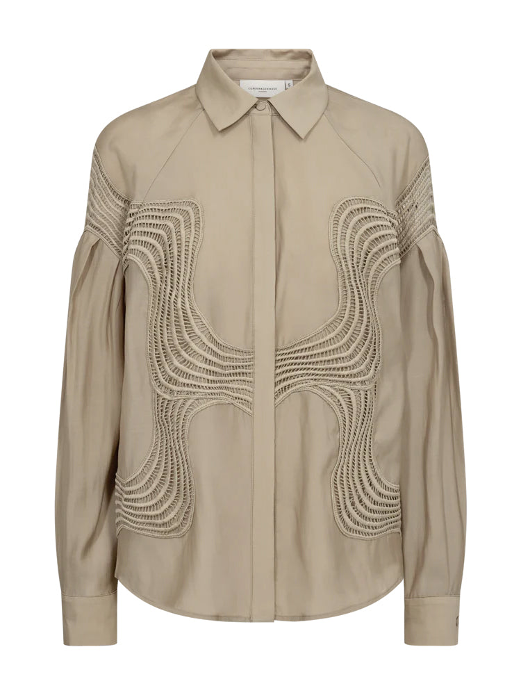 Bluse mit Wellenstickerei in Winter-Twig - Tempel Hamburg