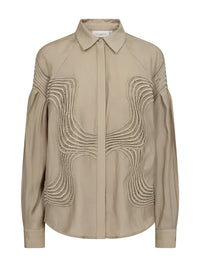Bluse mit Wellenstickerei in Winter-Twig - Tempel Hamburg